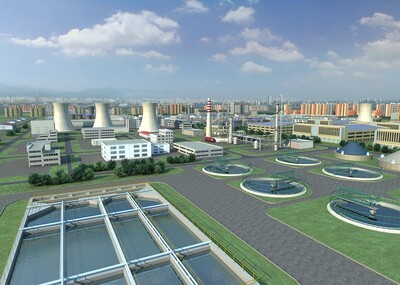 工廠廠區(qū)場景 廠房 凈水廠 核電廠 熱電_渲圖作品_場景現(xiàn)代場景